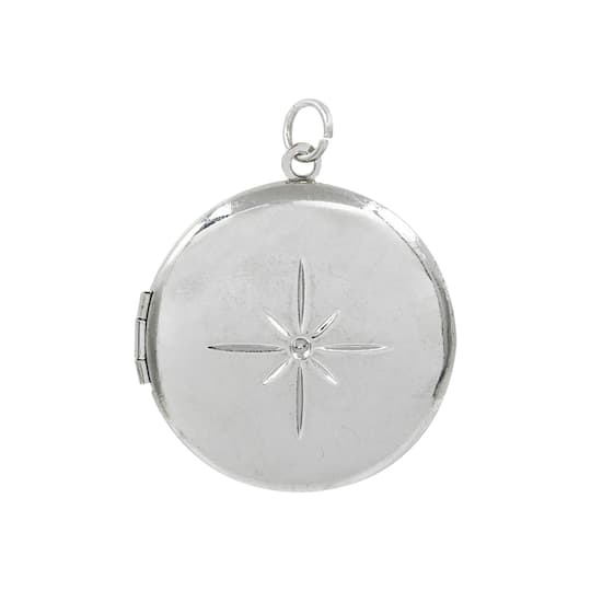 Silver Starburst Circle Locket by Bead Landing&#x2122;